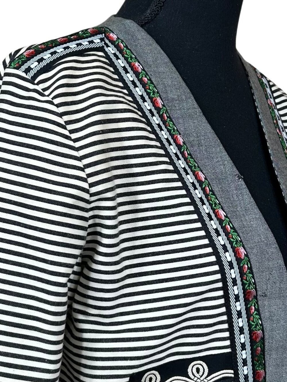 Ala Bonne Renommee Paris Art To Wear Striped Cropped Jacket Size S - Picture 7 of 11